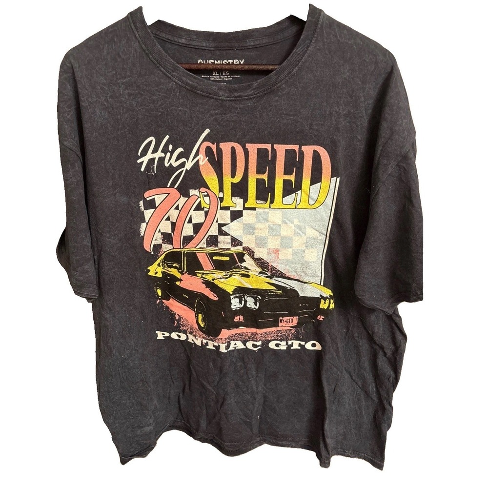 Chemistry Mens Pontiac GTO High Speed 70 Graphic Tee Mineral Wash Black XL
